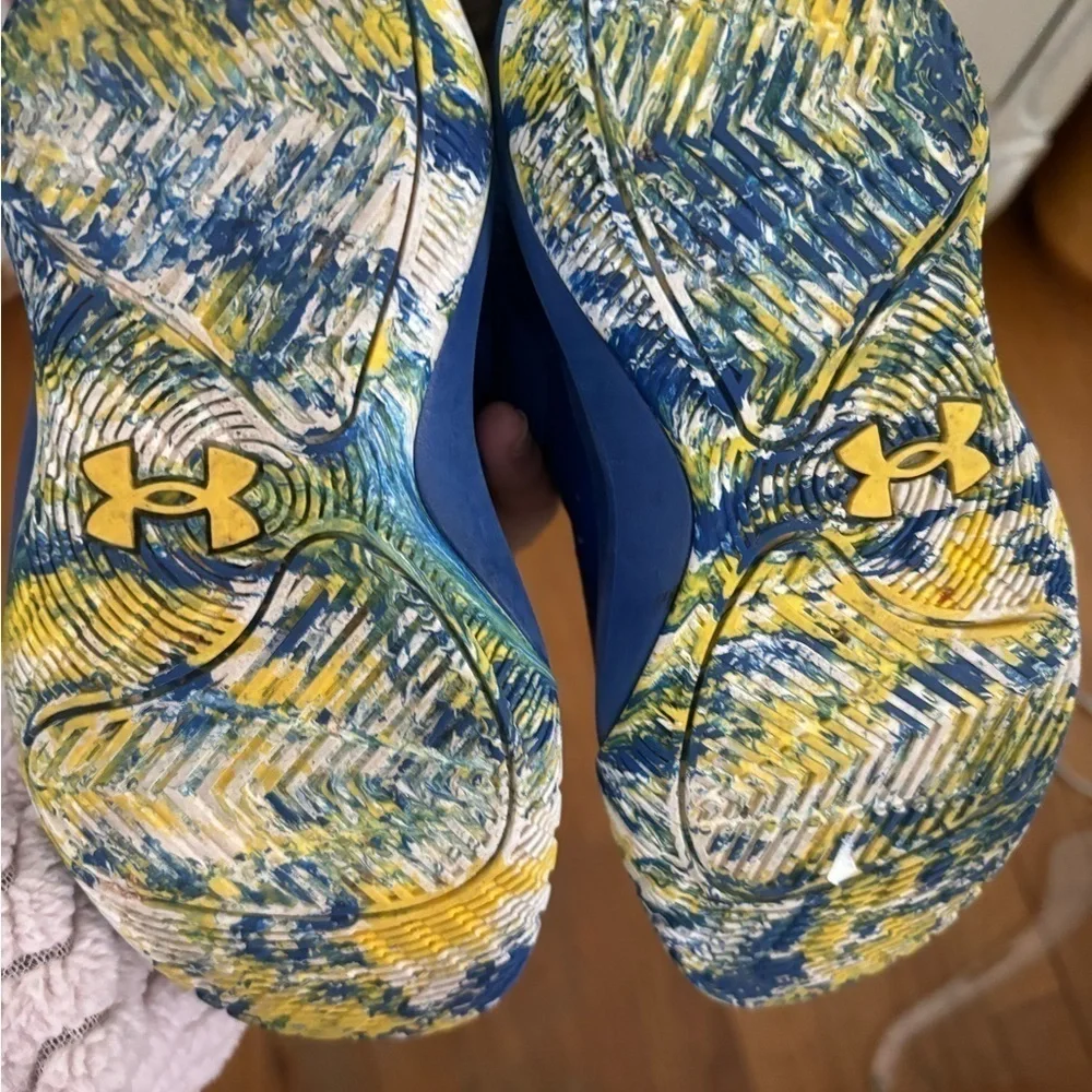 Under Armour jet 21 blue yellow high top sneakers size youth 11